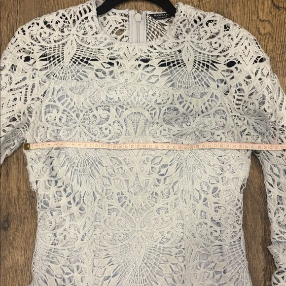Marciano Light Blue Lace Long Sleeve Dress - Picture 14 of 16